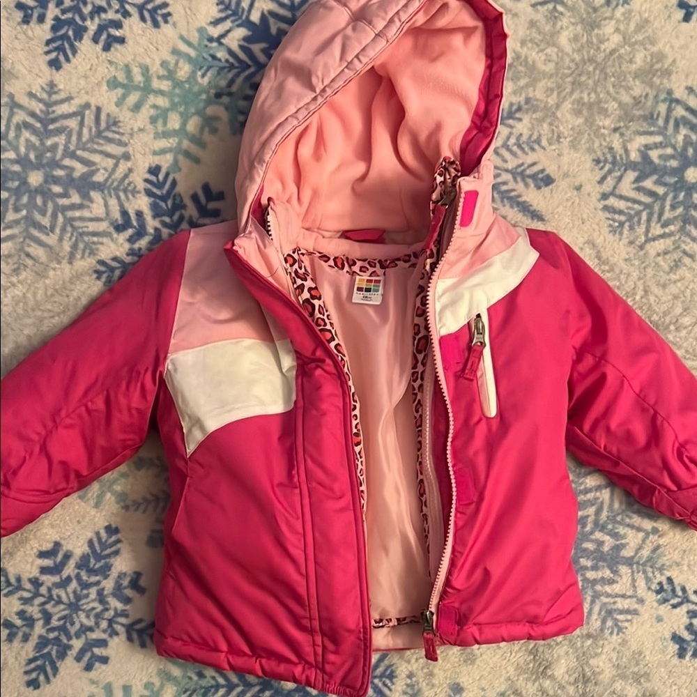 Pink and White Hooded Jacket